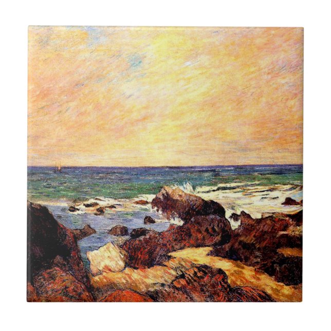 Gauguin - Rocks and Sea, fine art, Ceramic Tile (Front)