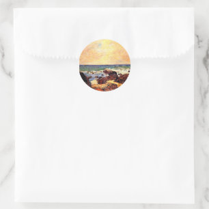Gauguin - Rocks and Sea, fine art, Classic Round Sticker