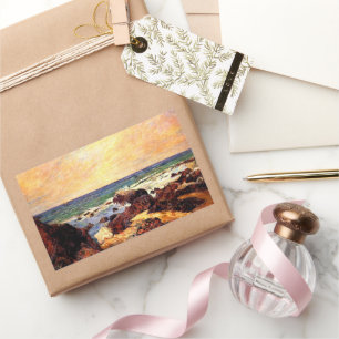 Gauguin - Rocks and Sea, fine art, Rectangular Sticker