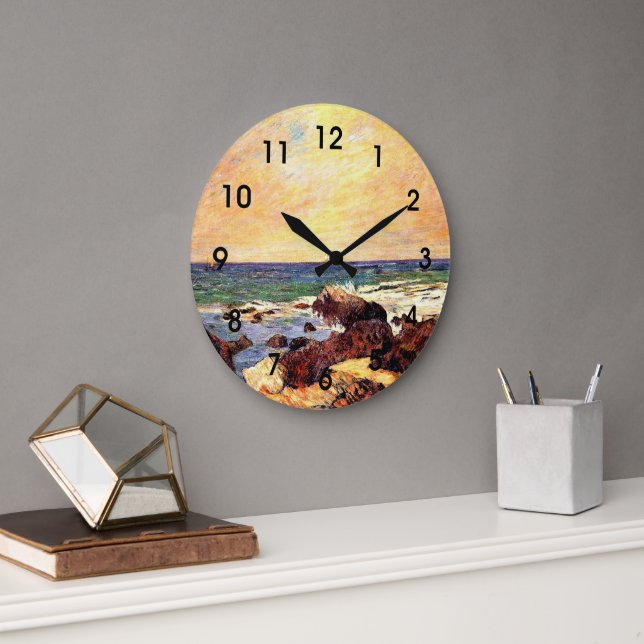 Gauguin - Rocks and Sea, Large Clock (Office)