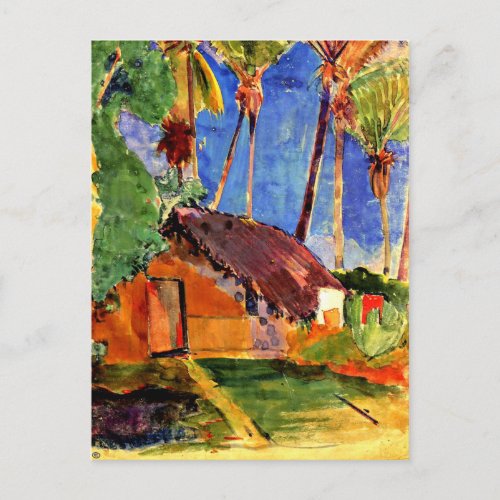 Gauguin _ Thatched Hut under Palms Postcard