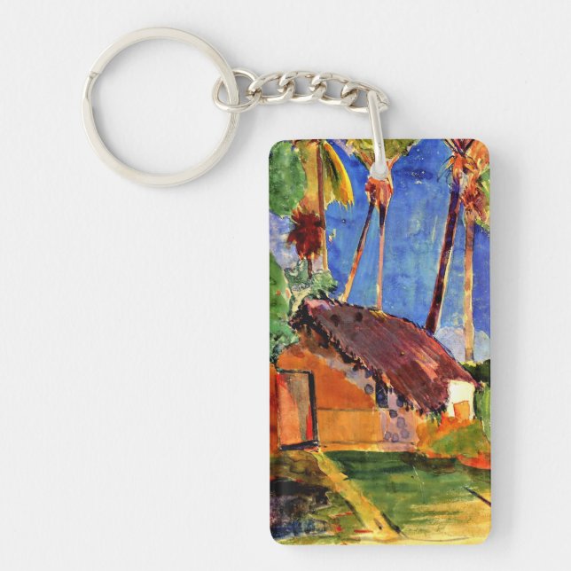 Gauguin - Thatched Hut under the  Palms Keychain (Front)