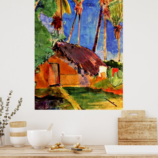 Gauguin - Thatched Hut under the  Palms Poster (Kitchen)