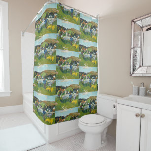 Gauguin The Swineherd Vintage Rural Art Poster Shower Curtain
