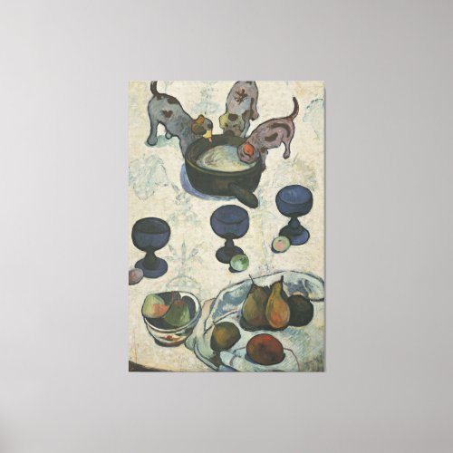 Gauguin Vintage Still Life With Three Puppies Canvas Print