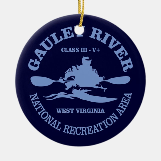 Gauley River Ceramic Ornament (Front)