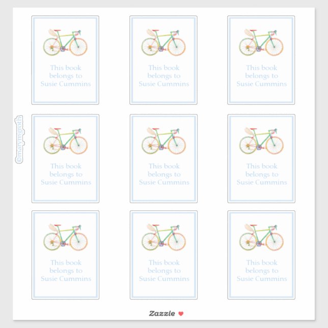 Gaurdian Bike with blue border Bookplate Sticker (Sheet)