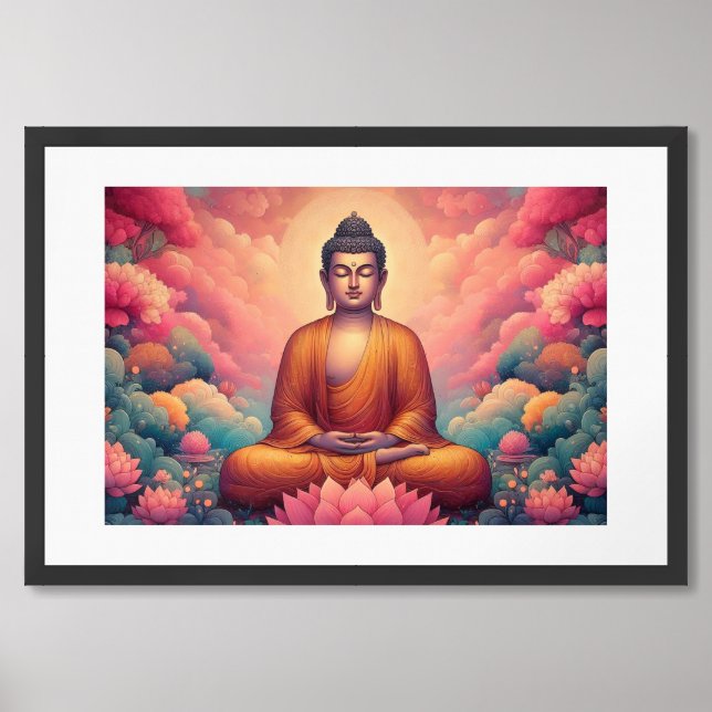 Gautam Buddha artwork Framed Art (Framed Front)