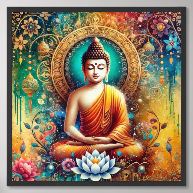 Gautam Buddha spiritual artwork Framed Art (Framed Front)