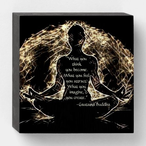  Gautama Buddha Saying Yoga Lotus Position Wooden Box Sign