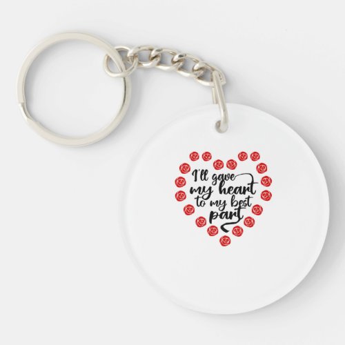 Gave my heart to my best part Valentine gift Keychain