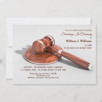 Gavel And Sound Block Swearing-in Invitation by CottonLamb at Zazzle
