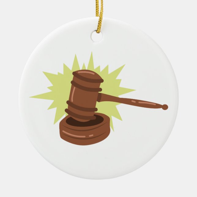 Gavel Ceramic Ornament (Front)