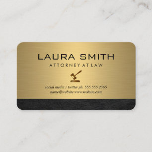 Gavel Icon   Attorney   Gold Metallic Leather Trim Business Card