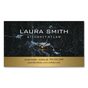 Gavel Icon   Attorney   Gold Metallic   Marble Business Card Magnet