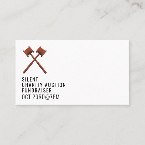 Gavels Logo Silent Charity Auction Event Advert Business Card