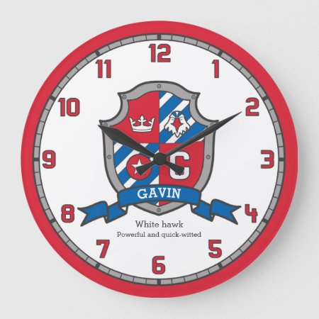 Gavin Boys Name Meaning Heraldry Shield Bird Large Clock