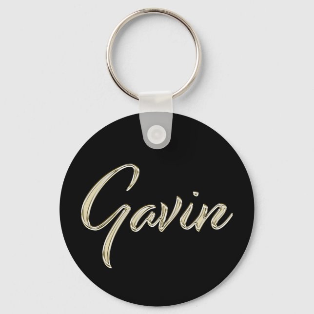 Gavin Name whitegold Button Schlüsselanhänger Keychain (Front)
