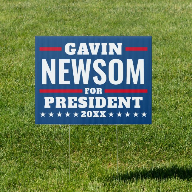 Gavin Newsom 2024 - red white blue simple modern Sign (Insitu)