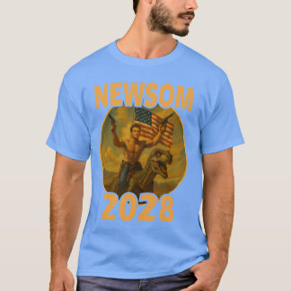 Gavin Newsom 2028 Bold Patriotic Leader Riding Din T-Shirt