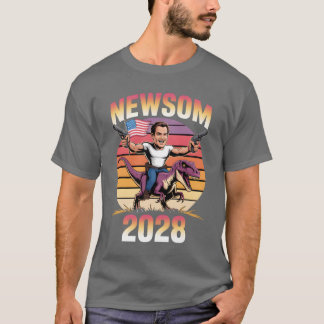 Gavin Newsom 2028 Bold Patriotic Leader Riding Din T-Shirt