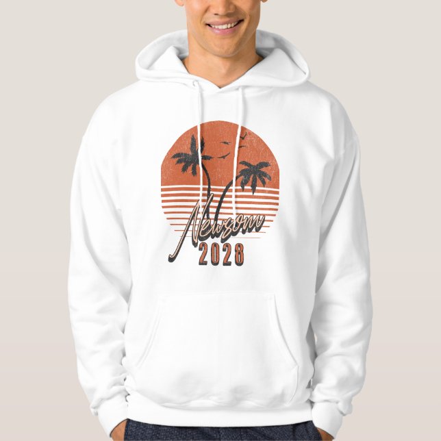 Gavin Newsom 2028 For President Palm Tree Sunset Hoodie (Front)