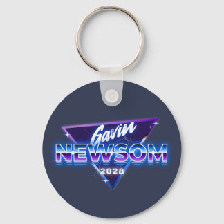 Gavin Newsom 2028 For President Retro 80s Keychain
