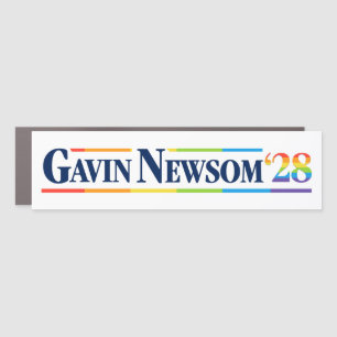 Gavin Newsom 2028 LGBT Pride Bumper Car Magnet