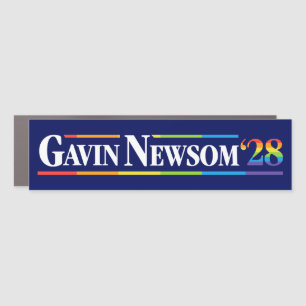 Gavin Newsom 2028 LGBT Pride Bumper Car Magnet
