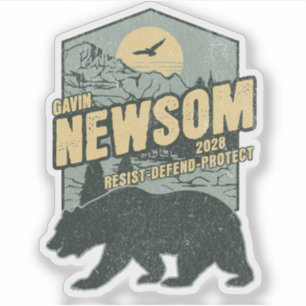Gavin Newsom 2028 Resist Protect Defend Sticker