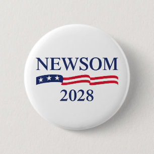 Gavin Newsom 2028 US Flag Election Campaign Button
