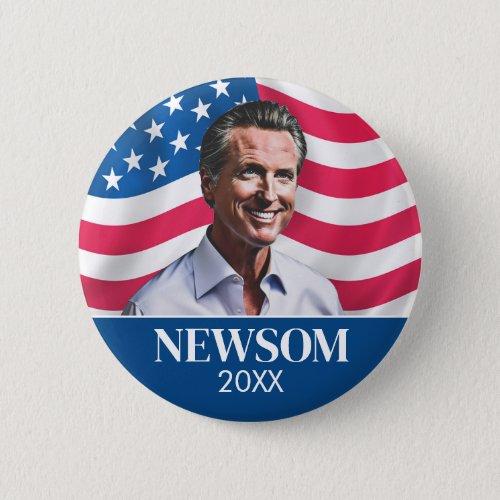 Gavin Newsom Campaign Photo with Flag Button