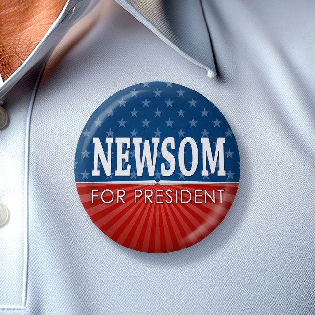 Gavin Newsom Campaign Stars and Stripes Button (Gavin Newsom 2024 Button - Great Campaign and Rally button for the Next Election)