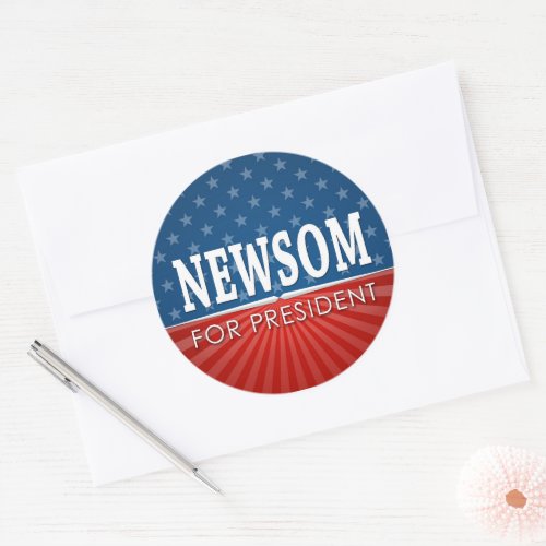 Gavin Newsom Campaign Stars and Stripes Classic Round Sticker