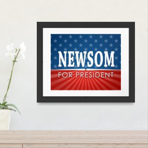Gavin Newsom Campaign Stars and Stripes Framed Art