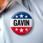 Gavin Newsom Campaign - Vintage Ike Design Button<br><div class="desc">A fun design featuring Gavin's name in the style of the I Like Ike button from history. A classic design for the Governor of California - Gavin Newsom. A patriotic stars and stripes design for Newsom running for President in the election.</div>