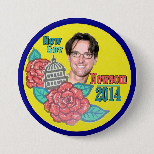 Gavin Newsom for California Governor in 2014 Button (Front)