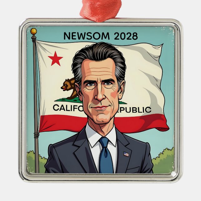 Gavin Newsom for President Chistmas Metal Ornament (Front)