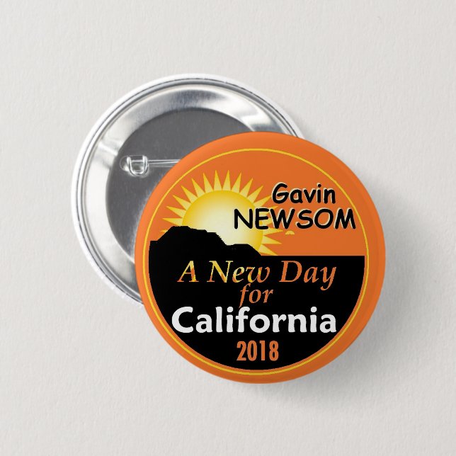 Gavin NEWSOM Governor 2018 Pinback Button (Front & Back)