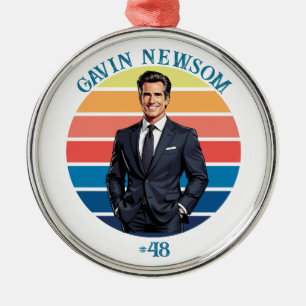 Gavin Newsom   Vintage #48 Christmas Metal Ornament