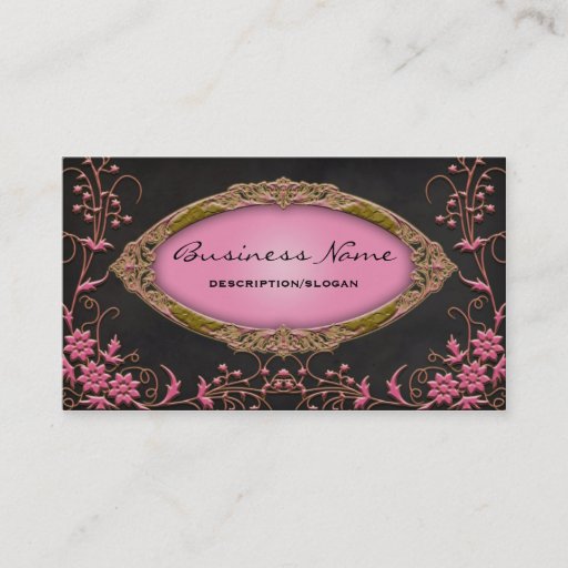 Customizable Gawdy Pink and Black Profile Business Cards