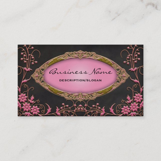Gawdy Pink and Black Profile Business Cards (Front)
