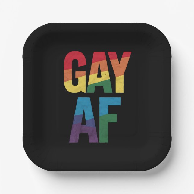 Gay AF LGBT Pride Gay Gift Pride Month Paper Plates (Front)