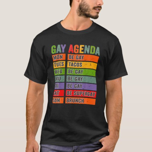 Gay Agenda Funny Rainbow Gay Pride T_Shirt