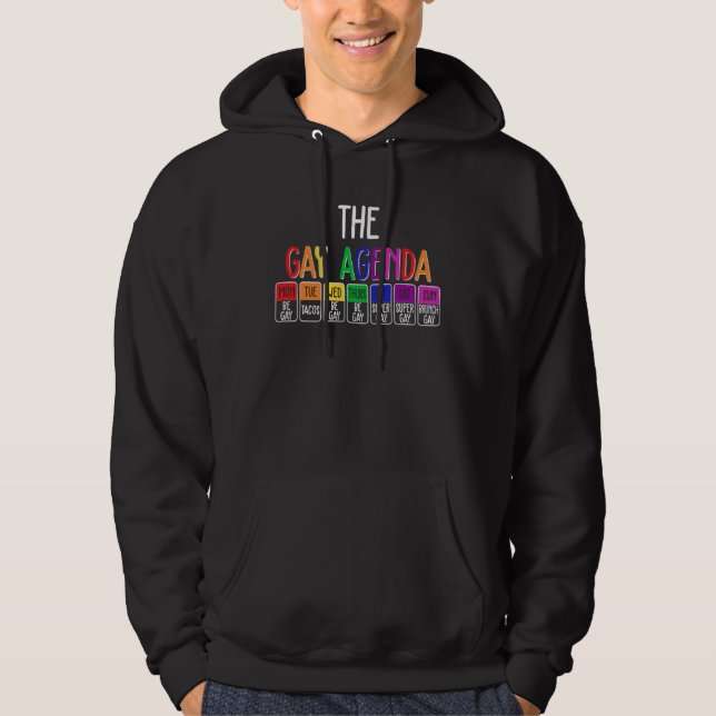 Gay Agenda Pride Month Gay Pride Rainbow Flag LGBT Hoodie (Front)
