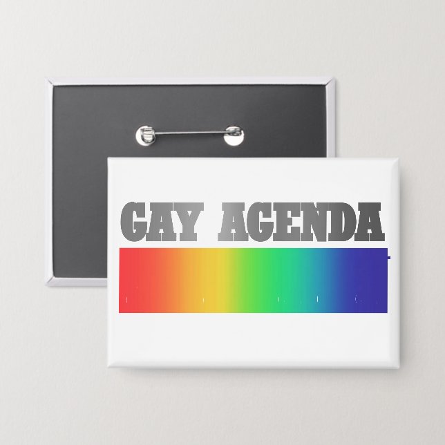 Gay Agenda | Rainbow Ombre Funny Gay Pride Button (Front/Back)