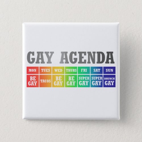 Gay Agenda  Rainbow Ombre Funny Gay Pride Button