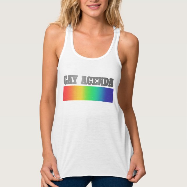 Gay Agenda | Rainbow Ombre Funny Gay Pride Tank Top (Front)