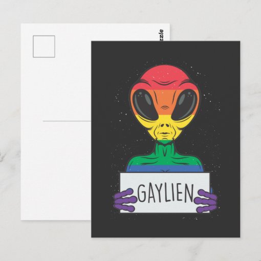 Gay Alien Boyfriend Rainbow Bisexual Pride Postcard | Zazzle