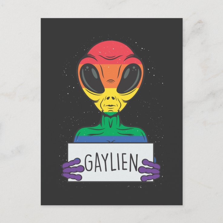 Gay Alien Boyfriend Rainbow Bisexual Pride Postcard | Zazzle